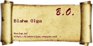Blahm Olga névjegykártya